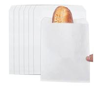 Paquete de 100 bolsas de papel kraft blanco de 15 x 17 cm para panadería, galletas, bocadillos, palomitas de maíz, pequeña bolsa de regalo