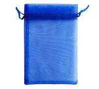 Paquete de 100 bolsas de regalo Pimuza de 10 x 15 cm, color azul real, tela de organza resistente, organizador con cordón para baby shower Favor, celebración, iglesia, pétalos de rosa, cosméticos, anillo, pendientes, reloj