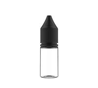 Paquete de 100 botellas de plástico PET Chubby Gorilla Signature de 10 ml, botellas de unicornio en 10 ml para líquidos, aceites y otros líquidos (botella transparente/tapa negra)