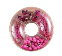 Paquete de 100 chinchetas, clips de papel, juego de clips de carpeta con caja transparente organizada para suministros para el hogar, pines de mapa para viajes, clips de carpeta, clips de papel de