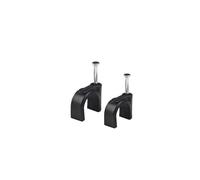 Paquete de 100 clips de cable fuertes negros de 2 tamaños, clips de alambre redondos de 6 mm y 8 mm con clavos de acero, grapas de cables, gestión, cables, cables de altavoz de TV Ethernet eléctrico