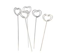 Paquete de 100 clips de notas de metal con forma de corazón de amor, portafotos de alambre, expositor de tarjetas de 12 cm para mesa, oficina, fiesta de boda