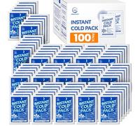 Paquete de 100 compresas frías instantáneas desechables para lesiones, compresa fría para aliviar el dolor, hinchazón, 6 x 4.5 pulgadas