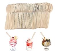 Paquete de 100 Cucharas de Madera Mini - Biodegradables y Ecológicas para Helado, Postre, Pastel, Gelatina