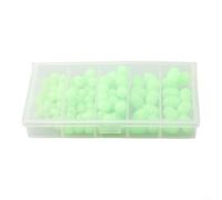 Paquete de 100 cuentas de pesca brillantes de goma suave, huevos verdes luminosos para agua salada de mar, plataformas de agua dulce, protección de gancho, mezcla de 4 tamaños