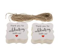Paquete de 100 etiquetas de regalo con texto "Thank You for Celebrating with nosotros", color blanco, como se describe en blanco
