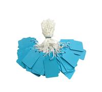 Paquete de 100 etiquetas medianas azules con cuerdas para precios de 25 x 39 mm
