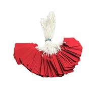 Paquete de 100 etiquetas medianas rojas con cuerdas para precios de 25 x 39 mm
