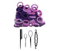 Paquete De 100 Gomas Para El Cabello Moradas Y 4 Rizadores Para El Cabello Negros, Accesorios Para El Cabello, Gomas Elásticas Para El Cabello, Herramientas De Fijación Del Cabello