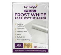 Paquete de 100 hojas de papel brillante de color blanco nacarado en tamaño A4, de doble cara, 120 g/m², adecuadas para impresoras láser y de inyección de tinta