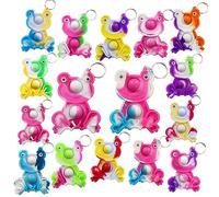 Paquete de 100 llaveros de mochila de rana a granel, mini juguete antiestrés para estudiantes, regalo y recuerdos de fiesta, premio de burbujas para estudiantes para niños y niñas pequeñas, niños