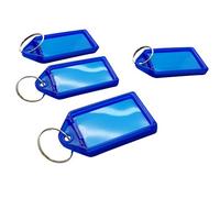 Paquete de 100 llaveros pequeños de color azul con etiqueta de identidad - llaveros deslizantes