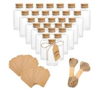Paquete de 100 mini botellas de vidrio con corcho de 10 ml, pequeñas botellas de deseos, mini botellas de vidrio para recuerdos de boda, mini frascos de vidrio con tapones de corcho, etiquetas de