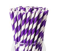Paquete de 100 Pajitas de Papel Biodegradables - 6x197mm, Perfectas para Fiestas, Cumpleaños, Bodas, Batidos y Cócteles (Morado oscuro)