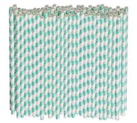 Paquete de 100 pajitas de papel desechables de color azul claro, extralargas, 26 x 0,6 cm, para bebidas grandes, baby shower, cumpleaños