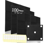 Paquete de 100 paneles de espuma acústica de alta calidad, paneles de espuma a prueba de sonido, paneles de pared insonorizados, paneles acústicos de alta densidad, absorción de sonido, para estudio,