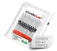 (Paquete de 100 piezas) Chanzon 1N4002 Diodo rectificador 1A 100V DO-41 (DO-204AL) Axial 4002 IN4002 1 Amp 100 Volt Diodos electrónicos de silicio