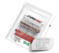 (Paquete de 100 piezas) Chanzon 1N4729A 1N4729 Power Zener Diode 1W 3.6V DO-41 (DO-204AL) Diodos axiales 1 Watt 3.6 Volt 3V6