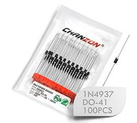 (Paquete de 100 piezas) Chanzon 1N4937 Diodo rectificador de recuperación rápida 1A 600V 200ns DO-41 (DO-204AL) Axial IN4937 4937 1 Amp 600 Volt Diodos electrónicos