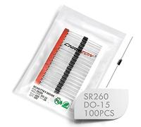 (Paquete de 100 piezas) Chanzon SR260 (SB260) Diodos rectificadores de barrera Schottky 2A 60V DO-15 (DO-204AC) Axial 2 Amp 60 Volt
