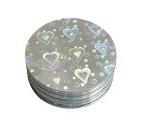 Paquete de 100 protectores de insignias en forma de corazón con película para mascotas para pines y accesorios, película resistente y permanente para cubrir símbolos