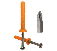 Paquete de 100 tapones de nailon para clavos de 6 x 40 mm con tornillos de cabeza avellanada, fijación de marco de pared sólido, tacos, tornillos de fijación de martillo (100, 6 x 40 mm)