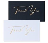 Paquete de 100 tarjetas de agradecimiento doradas, diseño elegante en blanco y negro, 8,9 x 5,1 cm, perfecto para uso profesional o personal