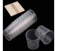 Paquete de 100 vasos graduados de pl stico de 30 ml (1 oz) y escala transparente con 50 varillas de madera para mezclar pintura, tinte y resina e
