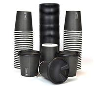 Paquete de 100 vasos negros de café + 100 tapas negras con boquilla
