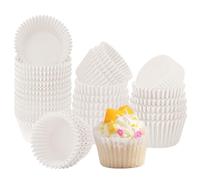 Paquete de 1000 forros de papel para hornear mini magdalenas, moldes de papel para tartas de queso pequeñas (blanco)