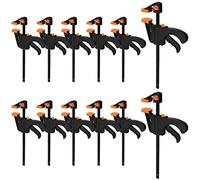 Paquete de 12 abrazaderas de barra de 4 pulgadas para carpintería, abrazaderas de agarre rápido, abrazadera de trinquete con una mano, mini abrazaderas de barra pequeñas para manualidades, abrazaderas