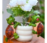 Paquete de 12 abrazadores de tortuga trepadora, estatuas de tortuga de resina de 5.5 pulgadas para decoración de jardín, adornos colgantes caprichosos para macetas, patio, césped, patio, balcón y