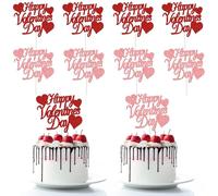 Paquete de 12 adornos para tartas con purpurina para el día de San Valentín, 4.72 x 4 pulgadas, palillos de comida de amor dulce, decoraciones grandes de pastel rosa y rojo, perfecto para suministros
