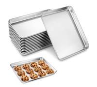 Paquete de 12 bandejas de horno de acero inoxidable, antiadherentes, aptas para horno, para asar, hornear y servir, aptas para lavavajillas