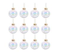 Paquete de 12 bolas de adorno de Navidad transparentes rellenables con cuerdas doradas desmontables, decoración reutilizable para árbol, hogar, boda, cumpleaños (6 cm/8 cm/10 cm, plástico PP) (6 cm)