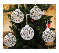 Paquete de 12 Bolas de Remolino Transparentes de Color Blanco para decoración de árboles de Navidad: Bolas Grandes de plástico irrompibles de 80 mm, Polos y Copos de Nieve