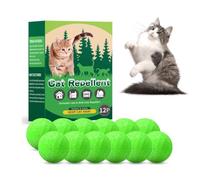 Paquete de 12 bolas disuasorias para gatos de aceite de menta natural, control granular a base de plantas para gatos de jardín, para interiores y exteriores, para mantener a los gatos alejados del
