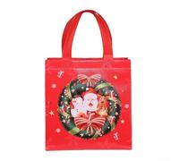 Paquete de 12 bolsas de Navidad no tejidas con asas, bolsas de compras reutilizables de Papá Noel para golosinas de vacaciones y recuerdos de fiesta, 22 x 23 x 11 cm