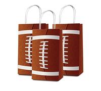Paquete de 12 bolsas de regalo para fiestas de fútbol, con asas, bolsas de regalo para fiestas deportivas, ideales para niños, fiestas de cumpleaños, bolsa de regalo para eventos temáticos de fútbol, decoración de fiestas deportivas, 5.1 x 3.1 x 9.4 pulgadas