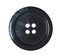 Paquete de 12 botones de plástico de cuerno de imitación redondos de 15 mm color azul marino con 4 agujeros - Ideal para abrigos, chaquetas, cárdigans (24L)