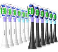Paquete de 12 cabezales de cepillo de dientes compatibles con cepillo de dientes eléctrico Philips Sonicare, cabezal de cepillo para ProtectiveClean 4300. DiamondClean 9000 3100 5300 (6 negros 6
