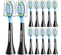 Paquete de 12 cabezales de repuesto para cepillo de dientes Philips Sonicare, cabezales de cepillo eléctrico compatibles con Phillips Sonic Snap-on Care Head (negro)