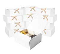 Paquete de 12 cajas de regalo con tapas, cajas de regalo blancas a granel con cinta de lazo dorado, caja de propuesta de dama de honor para regalos, cajas de regalo de papel kraft para bodas, Navidad,