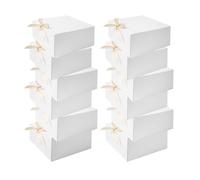 Paquete de 12 cajas de regalo con tapas, cajas de regalo blancas a granel con lazo dorado, caja de propuesta de dama de honor para regalos de papel kraft para boda, Navidad, Halloween, baby shower