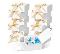 Paquete de 12 cajas de regalo pequeñas con tapas para regalos, cajas de regalo cuadradas de 4.5 x 4.5 x 2 pulgadas con cintas, cajas de regalo de fiesta para empaquetar recuerdos de boda, regalos,