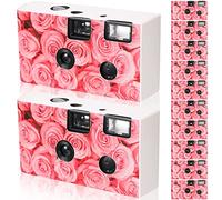 Paquete de 12 cámaras desechables para boda, cámara de película de un solo uso con flash para boda, aniversario, viajes, campamento, suministros de fiesta (rosa rosa)