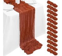 Paquete de 12 caminos de mesa de gasa de terracota de 10 pies, camino de mesa de tela de gasa rústica, decoración de mesa de boda, recepción, despedida de soltera, baby shower (90 x 300 cm)