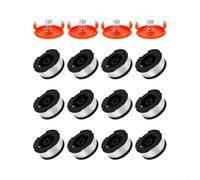 Paquete de 12 carretes de recortadora para Black and Decker AF100, línea de nailon de 1.65 mm con 4 cubiertas y 4 resortes, carretes de repuesto preenrollados para césped GL280 GL301