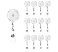 Paquete de 12 carretes retráctiles con clip giratorio de cocodrilo, soporte de carretes retráctiles para insignias, carretes para estudiantes, profesores, trabajadores de oficina