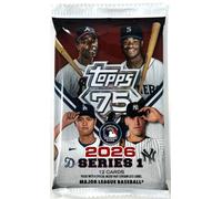 Paquete de 12 cartas de la serie Topps Baseball Series 1 75 aniversario con posibles paralelos exclusivos de lámina holográfica y tarjetas exclusivas de variación de entrenamiento de primavera